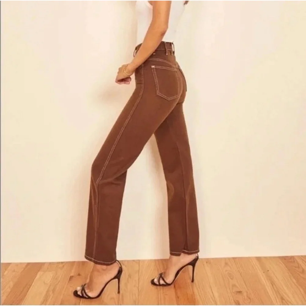 Reformation Cowboy High Rise Straight Jeans Chocolate Brown Women Sz 23x27 NWOT